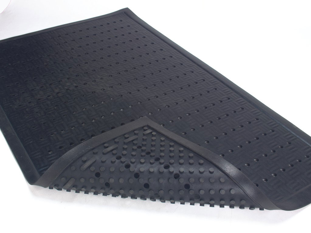 Rubber safety mats work well in a fast-paced kitchen!